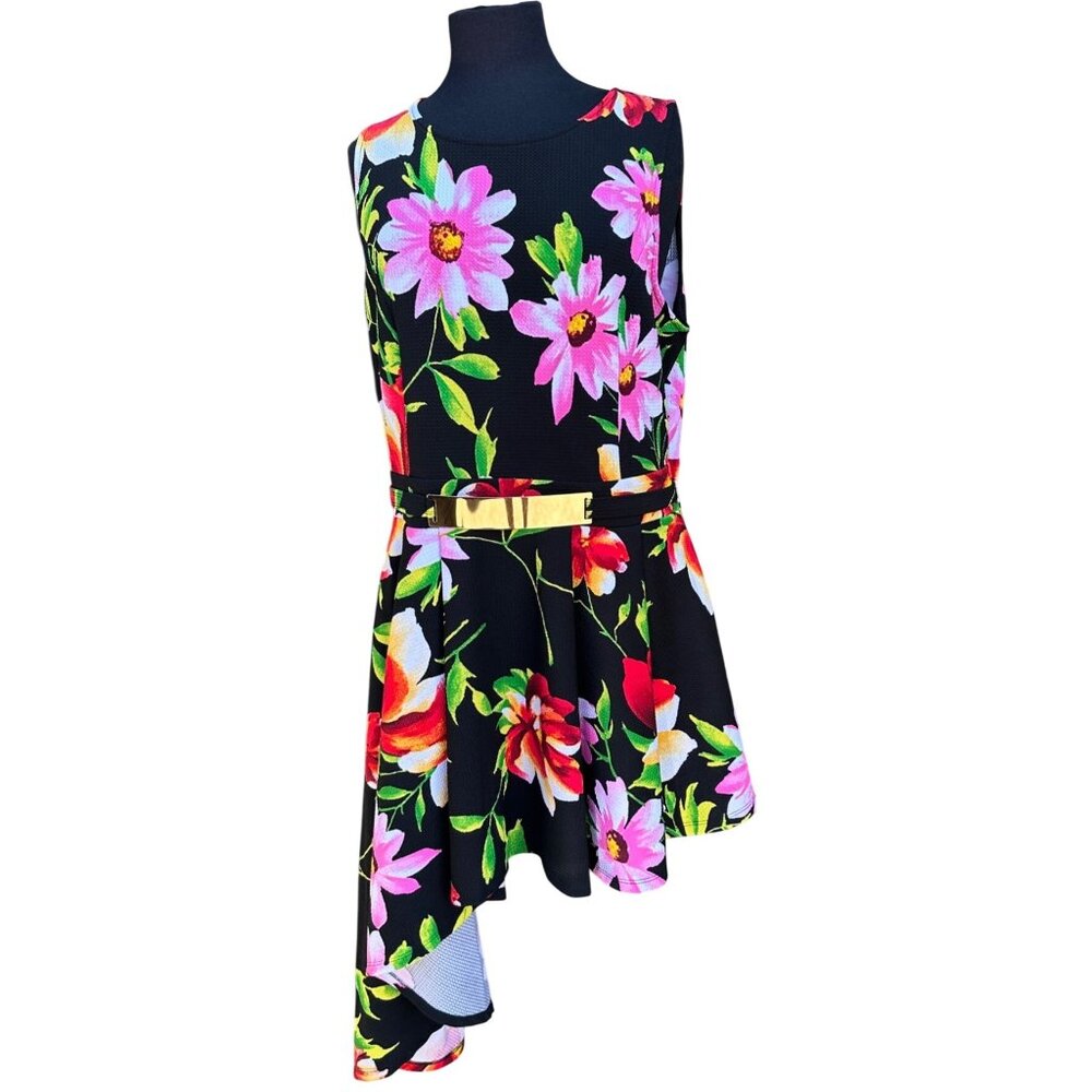 Impulsive Fit & Flare High Low Floral Dress Polyester Blend Women's Plus Size 2X